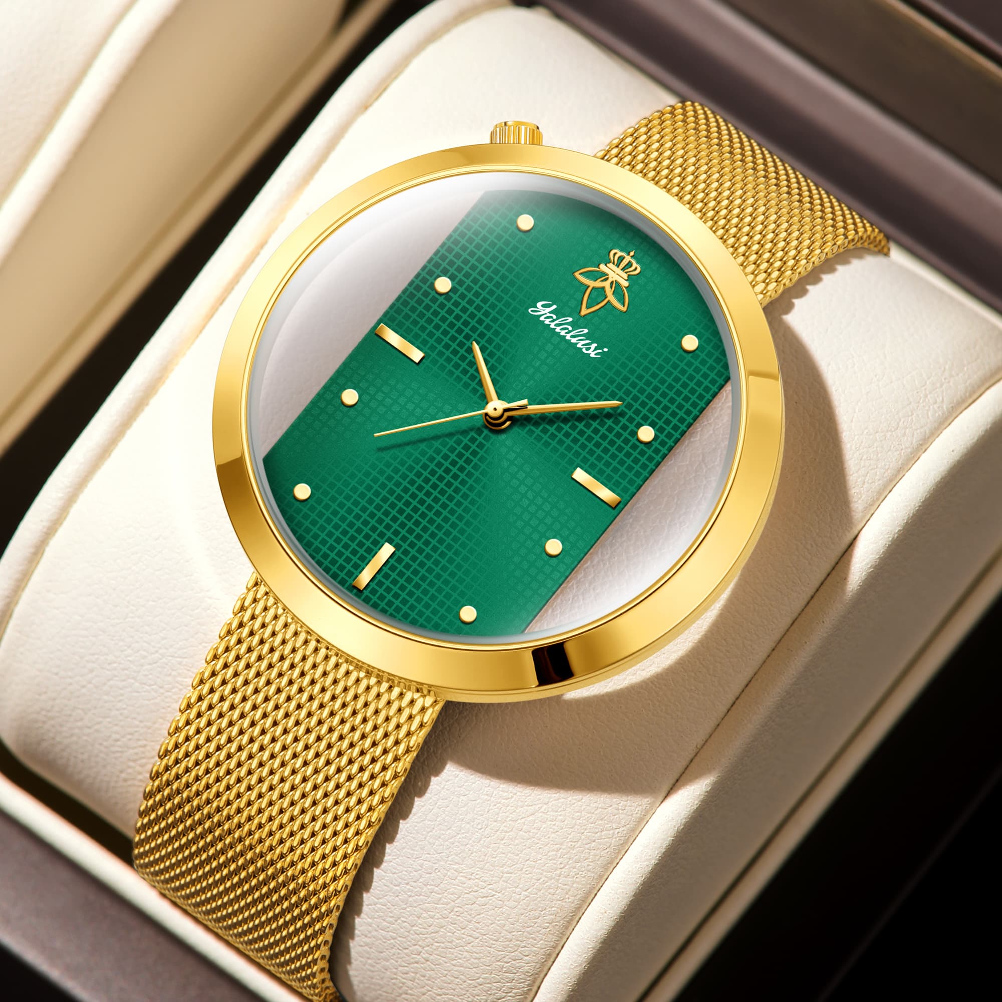 Luxury Watch Gift For Her - Damski Zegarek Ultra Cienki z Złotą