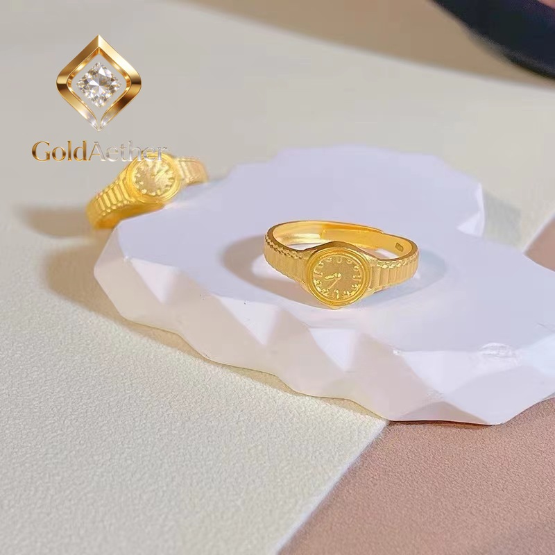 Luxury Watch Service - Złoty pierścionek z regulowanym rozmiarem, damski
