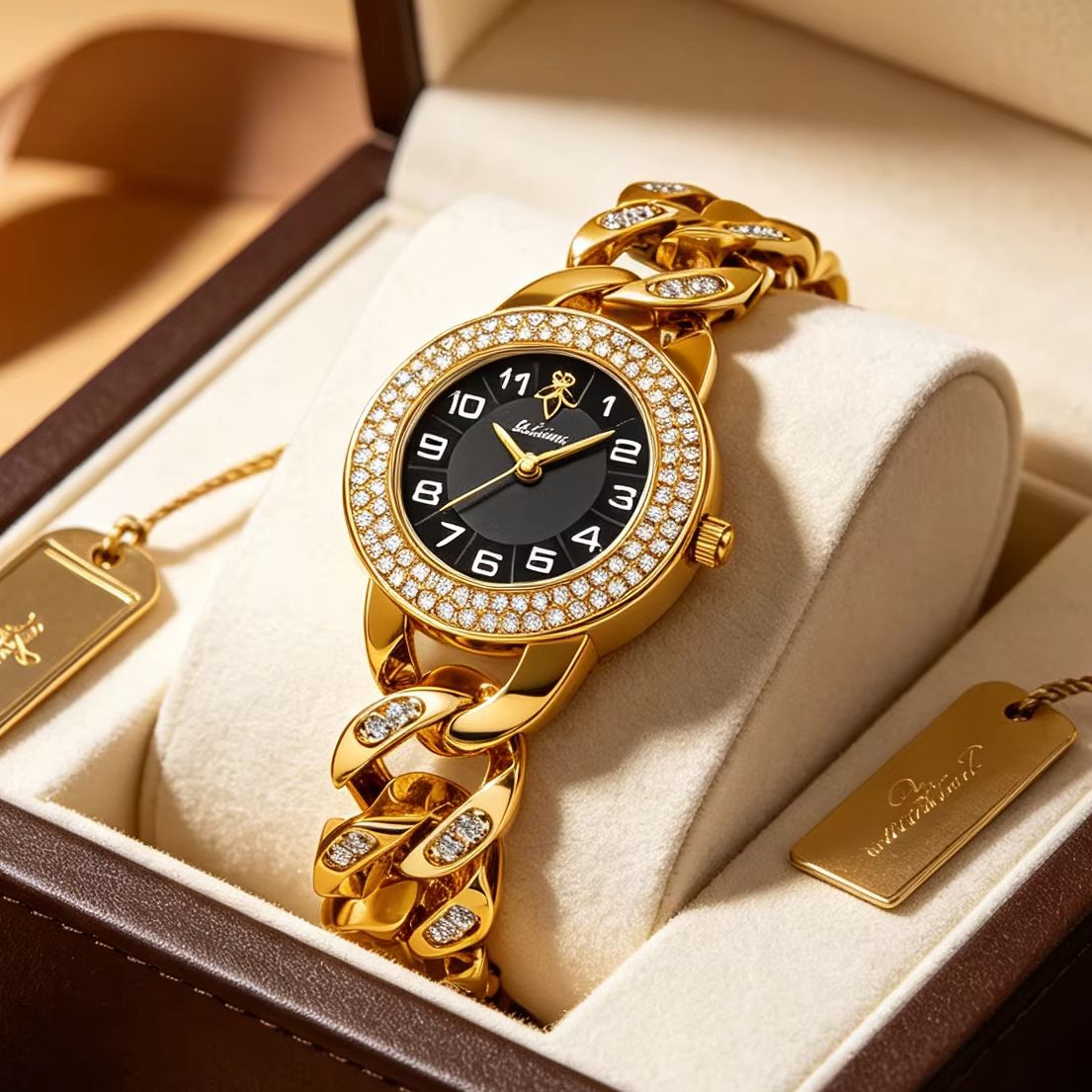 Luxury Watch Gift For Her - Złoty zegarek damski YaLaLuSi z kubańskim