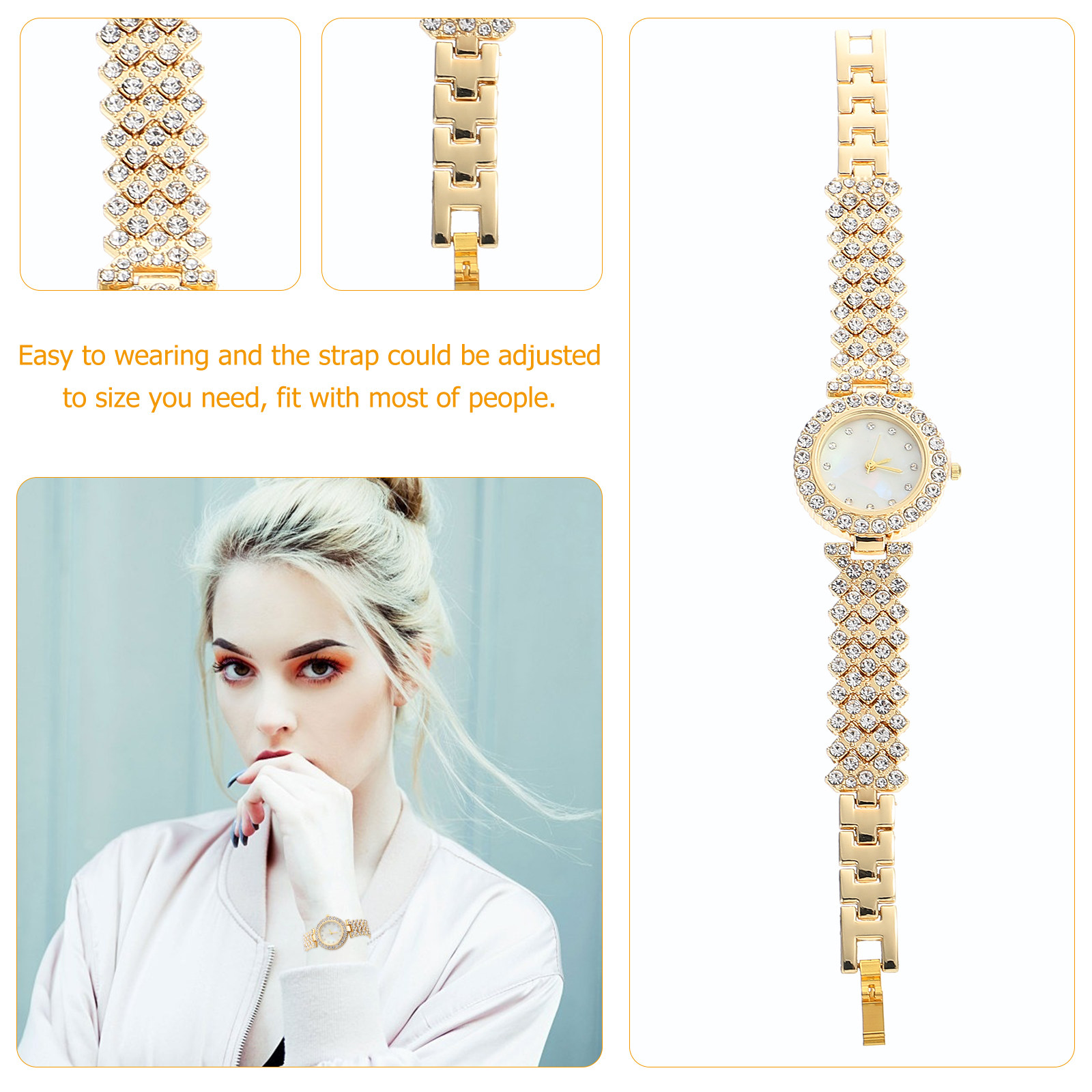 Zegarek z cyrkoniami w złotym  – Luxury Watch Gift For Her recenzja i cena