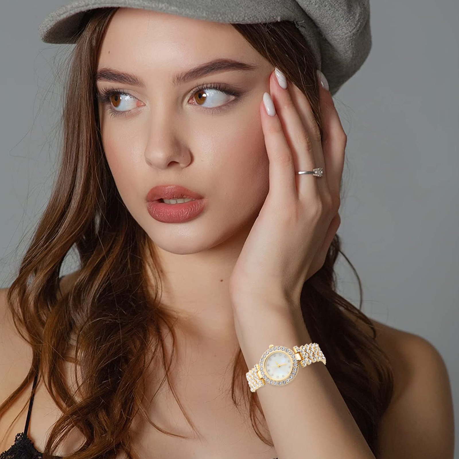 Zegarek z cyrkoniami w złotym  – Luxury Watch Gift For Her recenzja i cena